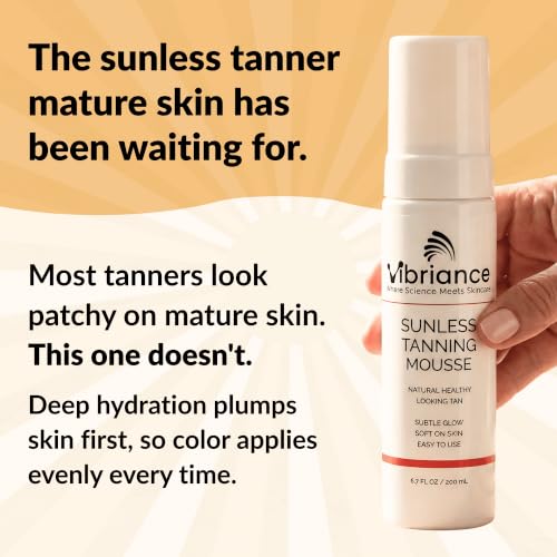 Vibriance Sunless Tanning Mousse for Mature Skin, Self Tanner for Women 50+, Golden Glow, Face and Body, Streak-Free, Buildable Color, Paraben-Free, Sensitive Skin, 6.7 fl oz