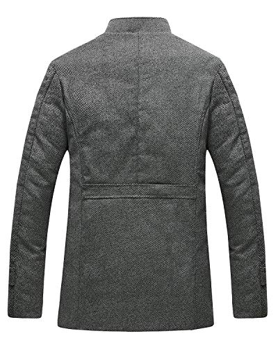 wantdo Men's Casual Coat Cold Weather Wool Jacket Overcoat Thick Grey Medium