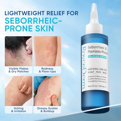 Roycederm Seborrheic & Psoriasis Calming Serum: Clinically Inspired Care for Itch, Dryness, Redness & Flaking - Seborrheic Dermatitis & Psoriasis Scalp Treatment Suitable for Scalp, Face & Body