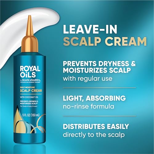 Head & Shoulders Royal Oils Daily Moisture Scalp Cream Treatment, Formulated with 1% Pyrithione Zinc, Anti-Dandruff Scalp Care with Coconut Oil, 5.0 fl oz