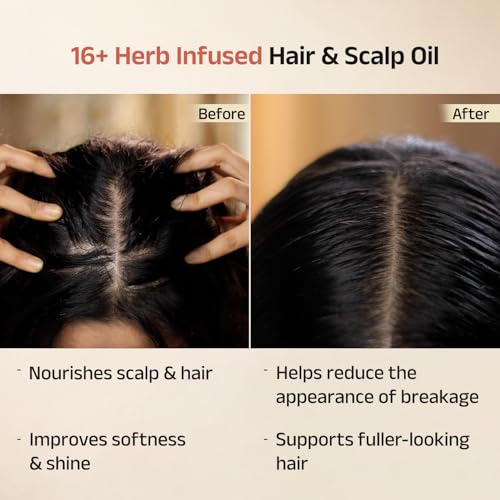Vedix Keshamrut Herbs Infused Ayurvedic Hair Oil With Bhringraj, Amla & Rosemary I Control Hair Fall & Boost Hair Growth I 16+ Whole Herbs, Leaves & Flowers I No Mineral Oils & Chemicals (200ml)