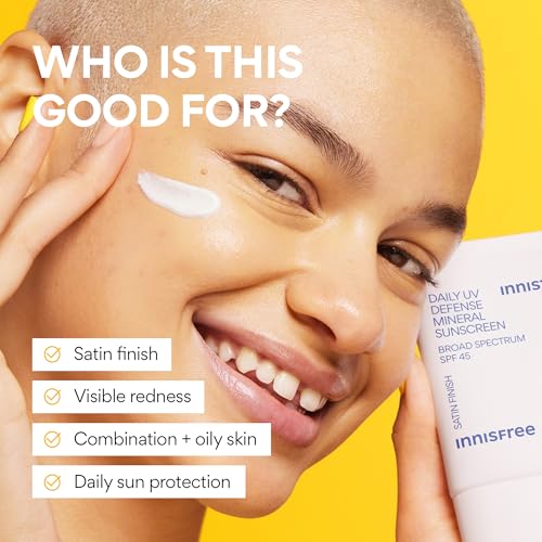 innisfree Daily Mineral UV Defense SPF 45 | Tinted Korean Sunscreen with Zinc Oxide for Redness | Gentle, Hydrating and Lightweight | Available in 2 Pack