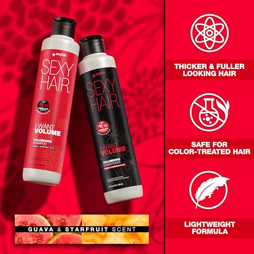 SexyHair I WANT VOLUME Shampoo, 10.1oz | 10% More Volume | Lightweight Formula | All Hair Types