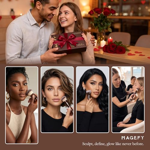 MAGEFY Makeup Brushes 26-in-20 Professional Makeup Brush Set Double-End Make Up Brushes for Powder Concealers Eye Shadows Blush Contour Foundation Brushes with Case
