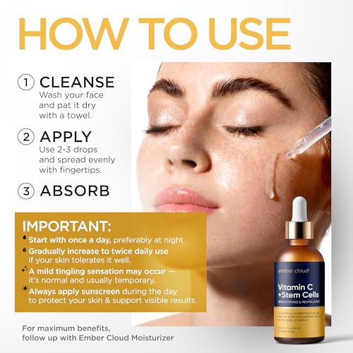 Ember Cloud Vitamin C Serum for Face with Stem Cells & Hyaluronic Acid 1 Oz