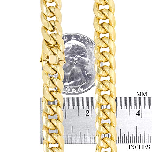 Nuragold 14k Real Yellow Gold Miami Cuban Link 9mm Chain Italian Bracelet - 7"