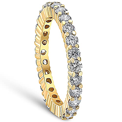 P3 POMPEII3 Pompeii 1 1/2ct Prong Diamond Eternity Ring 14K Yellow Gold - Size 4