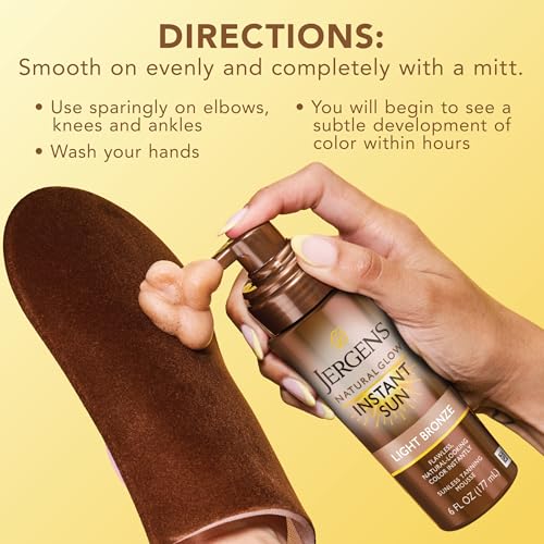 Jergens Natural Glow Self Tanner Mousse, Light Bronze Tan, 6 fl oz