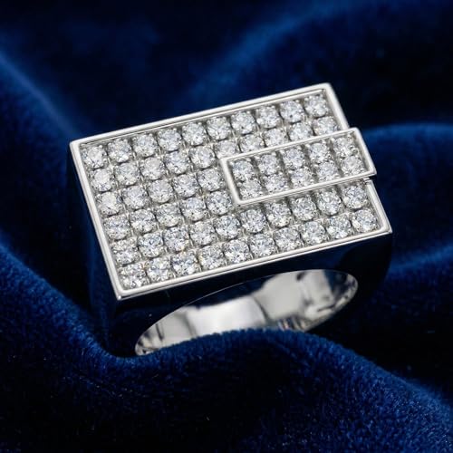P3 POMPEII3 Pompeii Men's 1CT Diamond Rectangle Cluster Ring 10k Gold Lab Grown - Size 6.5 (F/G,VS1-VS2)