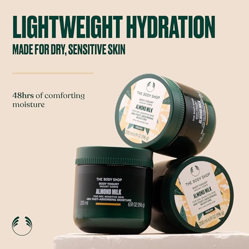 The Body Shop Almond Milk Body Yogurt, 48hr Moisturizer, for Sensitive and Dry Skin, 100% Vegan, 6.98 Fl.Oz