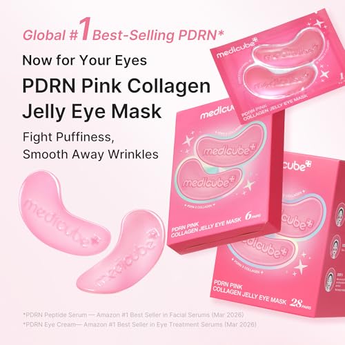 medicube Jelly Eye Mask PDRN Pink Collagen - Hydrogel Eye Patches, 6 Pairs