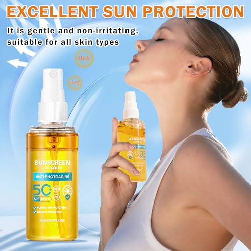 QIUFSSE Sunscreen Oil Body Sunscreen Spray,SPF 50 Body Oil Spray