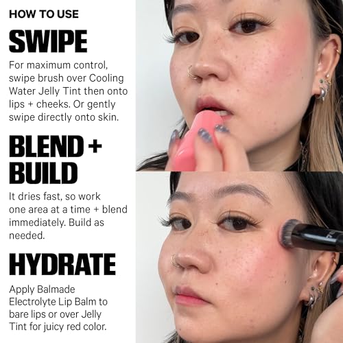 Milk Makeup Cooling Water Jelly Tint + Balmade Hydrating Lip Balm Set – Sheer Red Lip + Cheek Stain and Sheer Gloss with High-Shine Finish – Full Size Chill (Red) 0.17 oz + Werk Out (Dusty Rose) 0.4oz