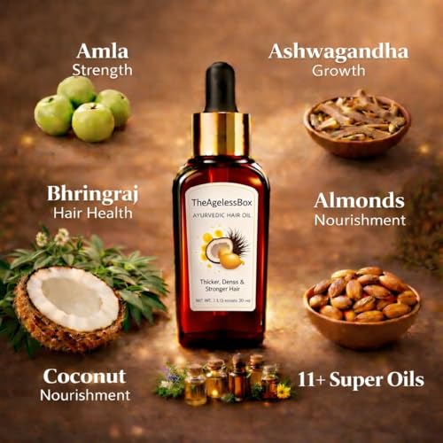 Ayurvedic Hair Growth Oil – Amla, Bhringraj & Argan – Reduces Hair Fall & Dry Scalp, Strengthens Roots, Supports Hair Growth, Tames Frizz – Vegan, Cruelty-Free – 50ml