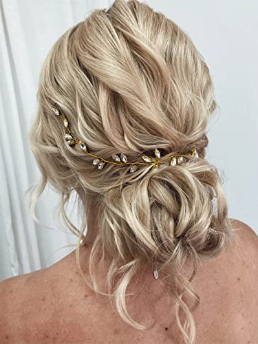 JAKAWIN Wedding Hair Vine Gold Bridal Hair Accessories Crystal Hair Piece