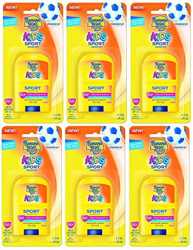 Banana Boat Spf#50+ Kids Sport Stick 0.5 Ounce (14ml) (6 Pack)