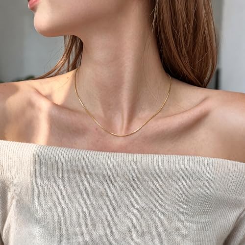ckuscapo 14K Gold Necklaces for Women Gold Box Chain Gold Chain for Women