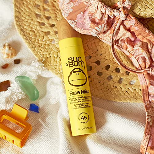 Sun Bum Original SPF 45 Sunscreen Mist - Broad Spectrum Moisturizing Facial Sunscreen Spray with Vitamin E - Hawaii 104 Act Compliant (Made without Octinoxate & Oxybenzone) - Travel Size - 3.4 oz