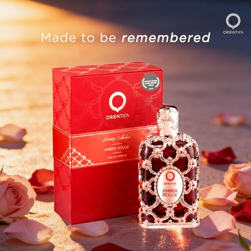 Orientica Luxury Amber Rouge Eau De Parfum 1oz/30ml - Notes of Amber Saffron, Jasmine & Orange - Woody, Floral Arabic Perfumes for Women & Men - Perfumes Arabes de Mujer y Hombres