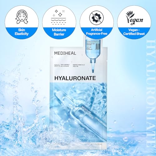 MEDIHEAL Hyaluronic Acid Essential Face Sheet Mask, Deep Hydration (10ea)