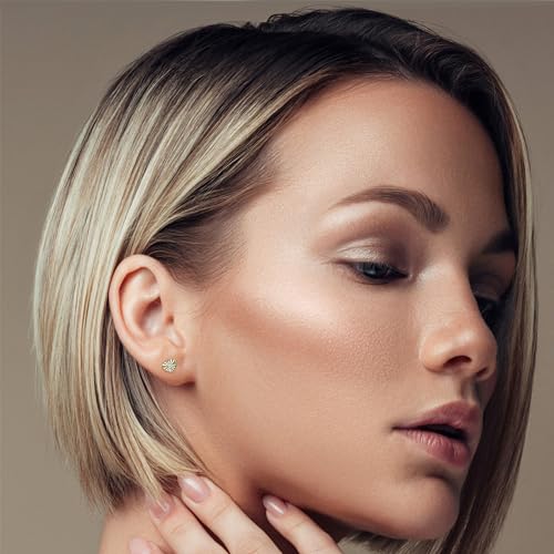 Real 14k and 10K solid Yellow Gold Tiny Stud Earrings with Screw back for Women And Men for Sensitive ears Small & Minimalist Studs Jewelry for Gifts
