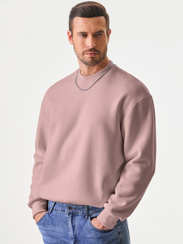 JMIERR Men's Sweatshirt Crewneck Pullover Sweatshirt Men Fall Winter Long Sleeve Midweight Casual Tops, US43(L), Purple