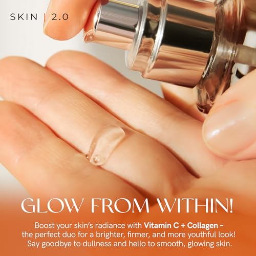 Skin 2.0 Vitamin C & Collagen Serum & Day Cream Set - Anti-Aging, Dark Spot Remover & Brightening - Dermatologist Tested Korean Skincare - Clean Beauty, Cruelty-Free, All Skin Types - 1.69 Fl. oz