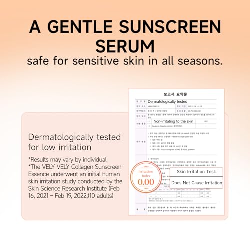 VELY VELY Collagen Sunscreen Serum SPF 50+ PA++++, Broad Spectrum Face Sunscreen Lightweight, Non-Sticky, No-Pilling Hydrating Formula for Sensitive Skin 30ml/1.01 oz