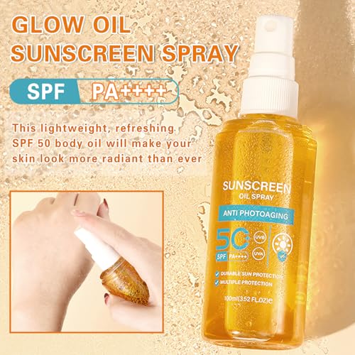 QIUFSSE Sunscreen Oil Body Sunscreen Spray,SPF 50 Body Oil Spray