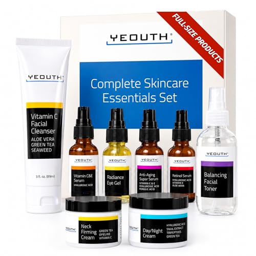 YEOUTH 8-Piece Full Size Skin Care Set for Visibly Smoother-Looking Skin