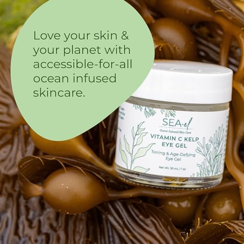 Sea-el Vitamin C Kelp Eye Gel Toning & Age Defying Skincare for Puffiness, Under Eye Bags & Dark Circles Cooling Youthful Glow for Women & Men - 1 Oz