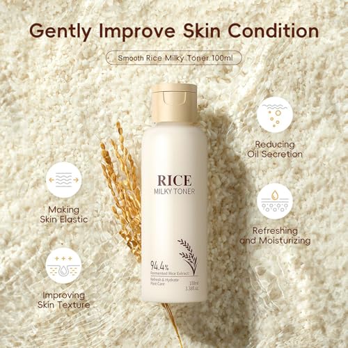 9PCS Rice Skincare Set for Women & Girls – Korean Skin Care Set with Rice Cleanser, Toner, Serum, Face Cream, Eye Cream, Sunscreen, Ice Roller, Headband & Card – Moisturizing & Skin Barrier Support