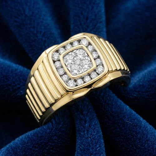 Pompeii 1/2 Ct Mens Diamond Ring Wide Polished Anniversary Band 10k Yellow Gold - Size 7