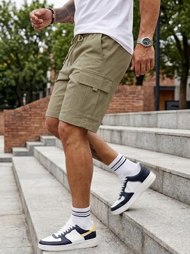JMIERR Mens Classic Khaki Cargo Shorts Classic Loose Fit Big & Tall Summer Work Short with 5 Pockets, 3XL