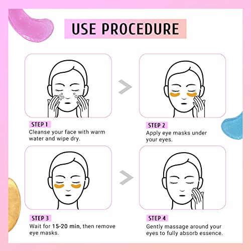 PEAUAMIE Under Eye Patches Gold and Hyaluronic Acid for puffy eyes,Rose Eye Masks for Dark Circles and Puffiness skin care Smooth Wrinkles products 30 Pairs