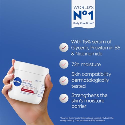 NIVEA Intense Healing Body Cream for Dry Skin with Glycerin, 13.5 Oz
