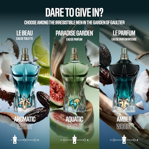 Jean Paul Gaultier Le Beau Le Parfum Intense for Men - Long Lasting Woody Amber Men's Cologne Eau de Parfum with Coconut Wood, Tonka Bean & Sandalwood - Designer Fragrance Spray, 4.2 oz