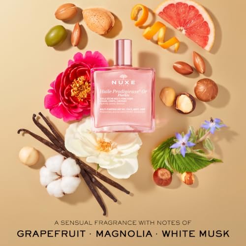 NUXE Floral Shimmer Body Oil, Floral Scented Dry Oil Moisturizer, 1.6 Fl Oz