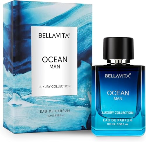 Bellavita Luxury OCEAN Eau de Parfum | 100 ml (3.4 fl.oz.) | Perfume for Men | Fresh, Bergamot, Lily of the Valley, and AMber Notes | Long Lasting Men's Fragrance
