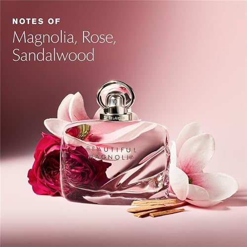 Estée Lauder Beautiful Magnolia Eau de Parfum Spray with Notes of Lush Magnolia, Solar Gardenia, Warm Woods & Luminous Musk | Floral Perfume for Women | Perfumes for Women, Travel Size, 0.34 Fl Oz