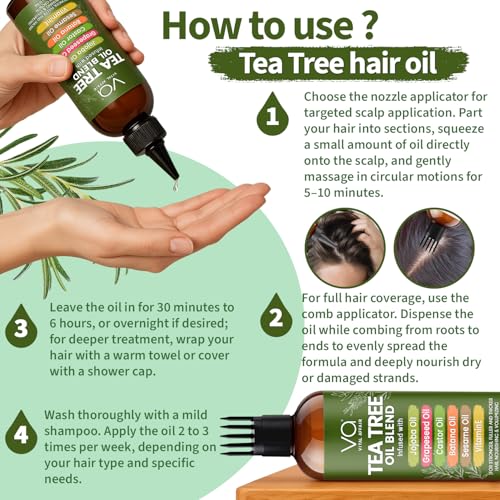 Tea Tree Hair Growth Oil 6 Fl Oz With Jojoba, Castor, Batana Oil