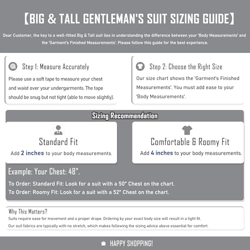 GATMSTZ 3 Piece Suits for Men Big and Tall Regular Fit Blazer Men Tuxedo Suit Set Classic Fit Jacket Vest Pants (Black,56L)
