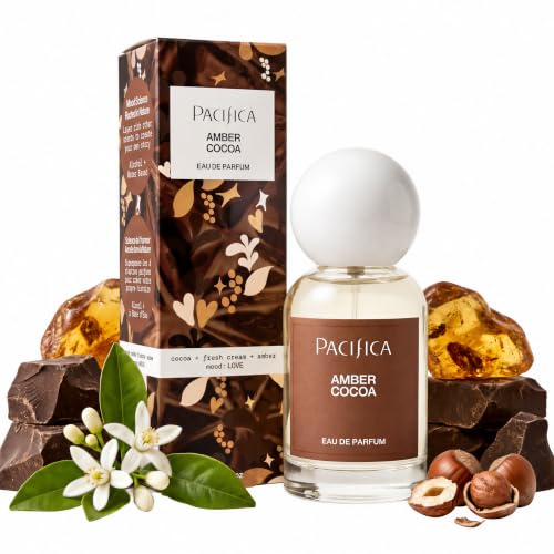 Pacifica Amber Cocoa Eau de Parfum – Warm Spiced Gourmand Perfume for Women with Cinnamon, Coffee, Vanilla & Sandalwood, Long Lasting, Vegan, Cruelty-Free, Paraben-Free, 1 fl oz