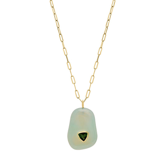 Sweet Tart Aqua Onyx Necklace, OS, Gold Vermeil
