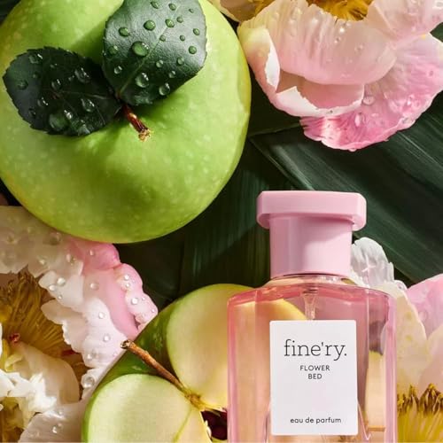Fine'ry Flower Bed Peony Apple Eau de Parfum - Long-Lasting Perfume for Women - Lush Peony, Green Apple & Blooming Jasmine - Floral, Fresh, Full Size Hair & Body Fragrance, Gift for Her (60mL)