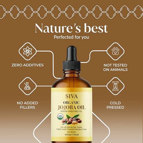 SIVA ORGANICS Jojoba Carrier Oil with Dropper, 4 Fl Oz (118 ml)