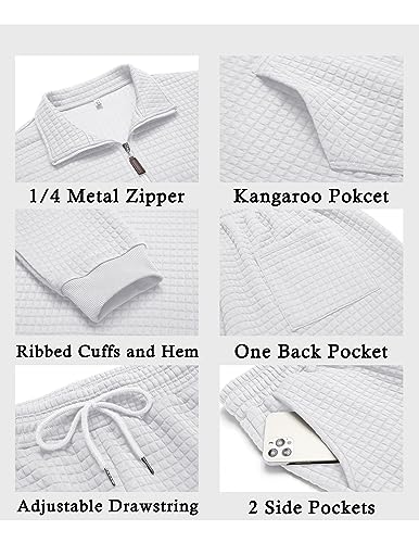 COOFANDY Men's Tracksuit 2 Piece Quarter Zip Sweatsuit Workout Plaid Jacquard Jogging Suit Set
