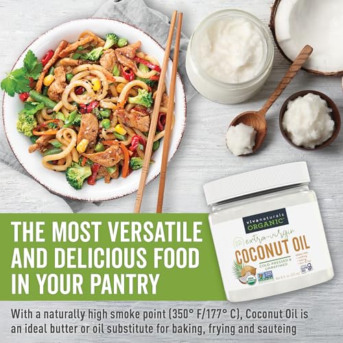 Viva Naturals Organic Coconut Oil, 16 fl oz – Unrefined, Cold-Pressed Extra Virgin Coconut Oil, USDA Organic & Non-GMO, Natural Cooking Oil, Hair Oil & Skin Oil