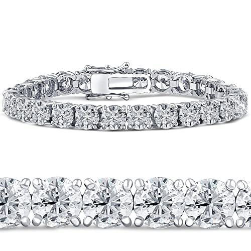 P3 POMPEII3 Pompeii 26.94Ct TW Round Diamond 7" Tennis Bracelet 14k White Gold Lab Grown (G-H,SI2-I1)