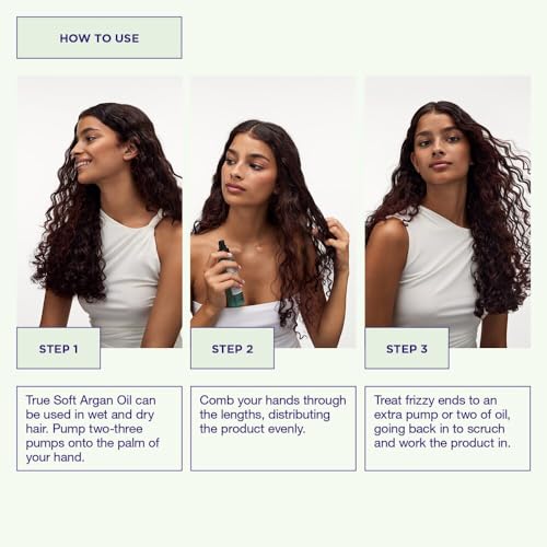 Maria Nila True Soft, Moisturizing Argan Oil For Dry Brittle Hair, Argan Oil Remoisturises & Reduces Frizz, 100% Vegan & Sulfate/Paraben free, 3.4 Fl Oz